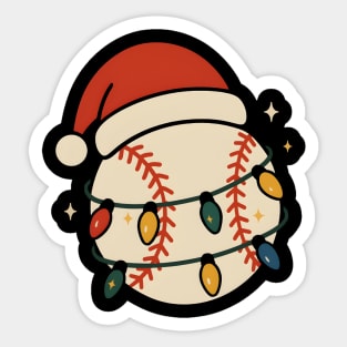 Baseball Christmas Shirt | Santa Hat & Holiday Lights Gift Graphic Sticker